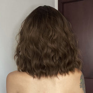 Shoulder-length Corn Curler Chemical Fiber Wine Red Short Curly Hair Human Wigs