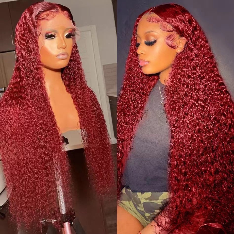Wine Red Long Lace Front Wig – Creative Versatile Style, High Temperature Fiber