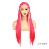 Ladies Front Lace Long Straight Wig – Chemical Fiber, Sleek Natural Look Head Cover