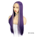 Ladies Front Lace Long Straight Wig – Chemical Fiber, Sleek Natural Look Head Cover