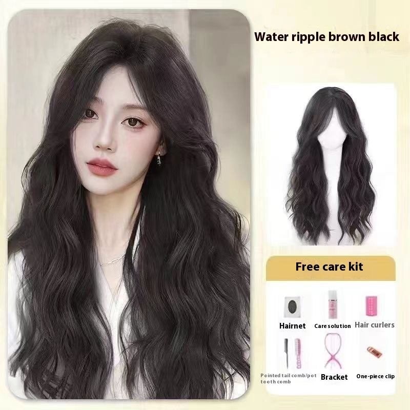 Jaulin Wig Women's Long Hair Forehead Lace Full-head Wig New Artificial Natural Mid-length Long Straight Hair Full Top Wig