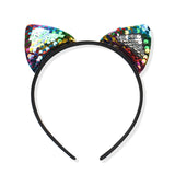 Flip sequin cloth cat ear headband