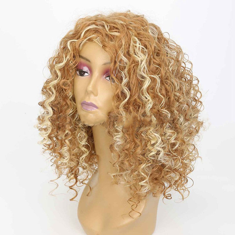 African Small Curly Afro Wig – Short Natural Curls Headgear, High Temperature Silk