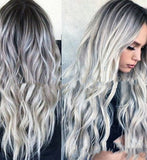 Wig Mid-Point Girls Fashion Mixed Color Micro-Volume Mid-Length Hair Realistic