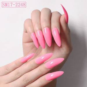 Positive Rred Long Pointed Oval False Nails