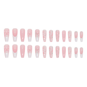 Long Ballet Diamond Long French Fake Nails