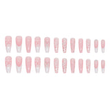 Long Ballet Diamond Long French Fake Nails