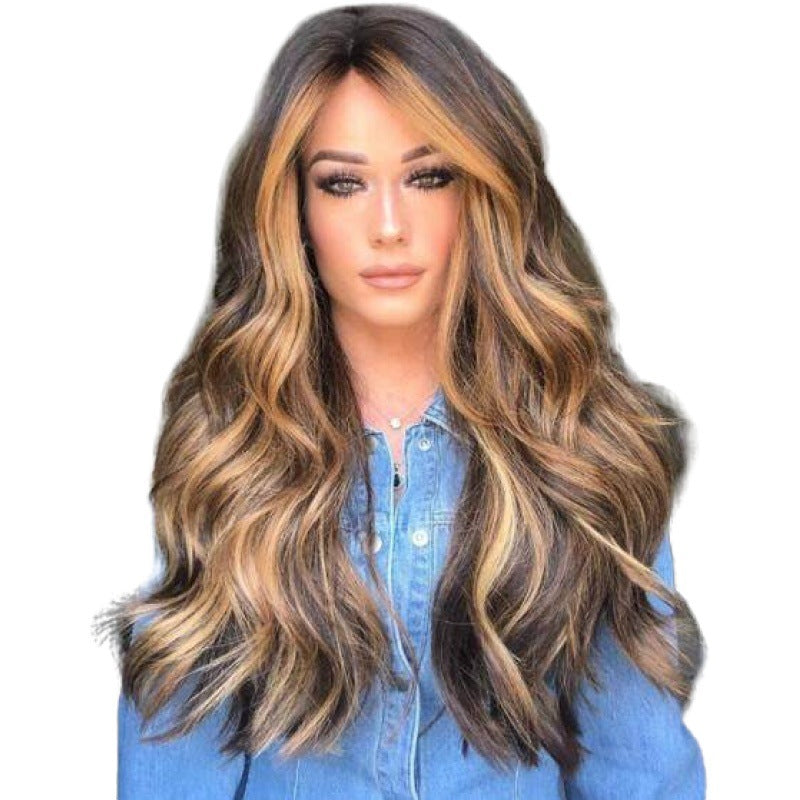 Medium Long Curly Hair Wig – Matte Chemical Fiber, Natural Bounce, 65cm