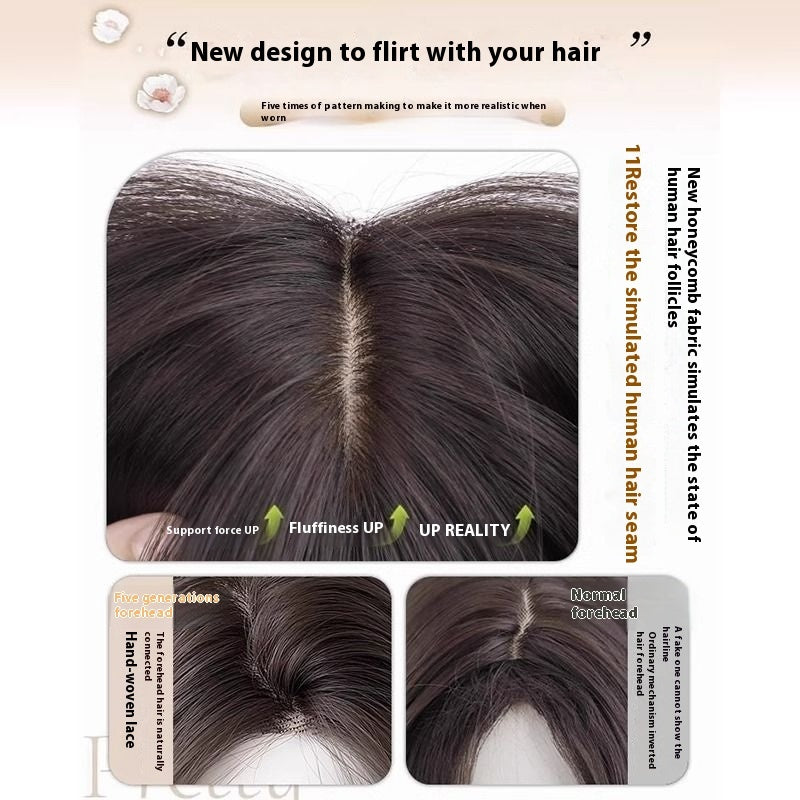 Jaulin Wig Women's Long Hair Forehead Lace Full-head Wig New Artificial Natural Mid-length Long Straight Hair Full Top Wig