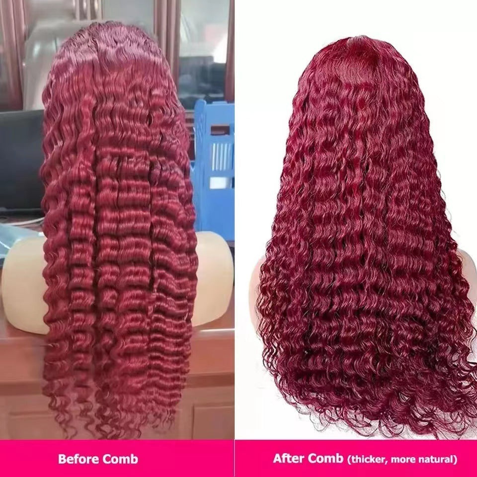 Wine Red Long Lace Front Wig – Creative Versatile Style, High Temperature Fiber