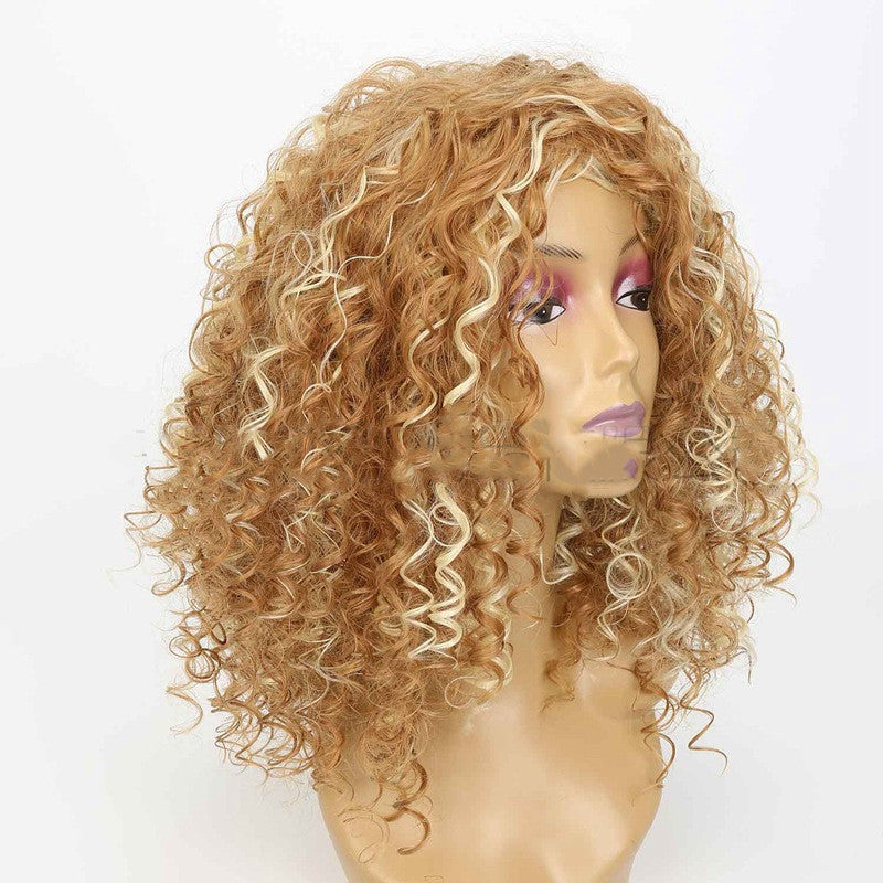 African Small Curly Afro Wig – Short Natural Curls Headgear, High Temperature Silk