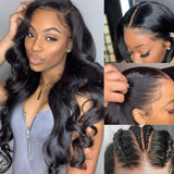 Women's Black Medium Part Long Curly Wig – Natural Centre Part, Full Volume Headgear
