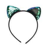 Flip sequin cloth cat ear headband