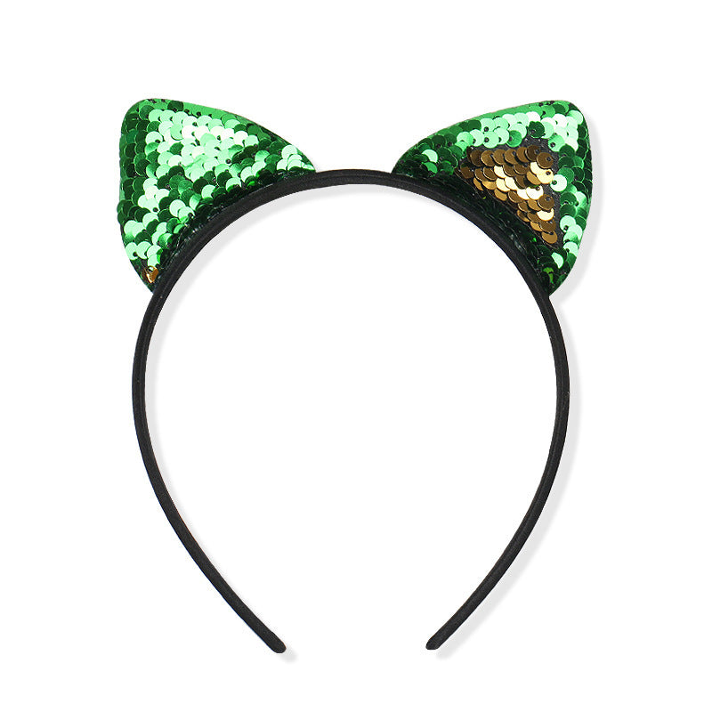 Flip sequin cloth cat ear headband