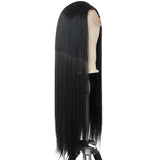 Ladies Front Lace Long Straight Wig – Chemical Fiber, Sleek Natural Look Head Cover