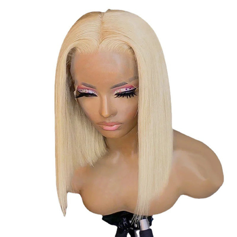 Fashion Chemical Fiber Front Lace Bob Blonde Wig Headgear Women