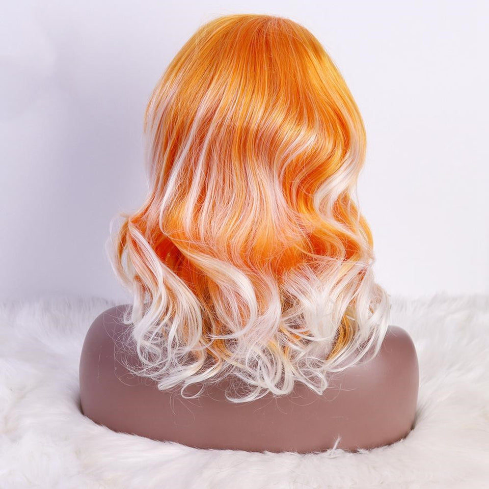 Fashion Chemical Fiber Orange White High Temperature Silk Lace Wig