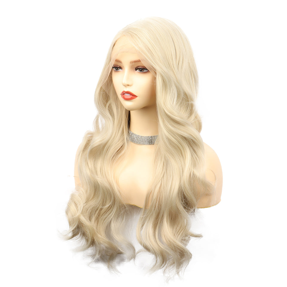 Women's Big Wave Front Lace Wig – Chemical Fiber, Voluminous Curls Full Head Cover