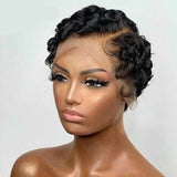 Human Hair Body Wave Pixie Cut Bob Wig – T Frontal Deep Wave Short Lace Wig