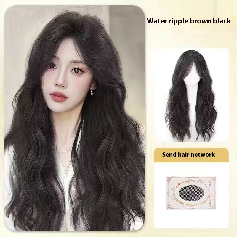 Jaulin Wig Women's Long Hair Forehead Lace Full-head Wig New Artificial Natural Mid-length Long Straight Hair Full Top Wig