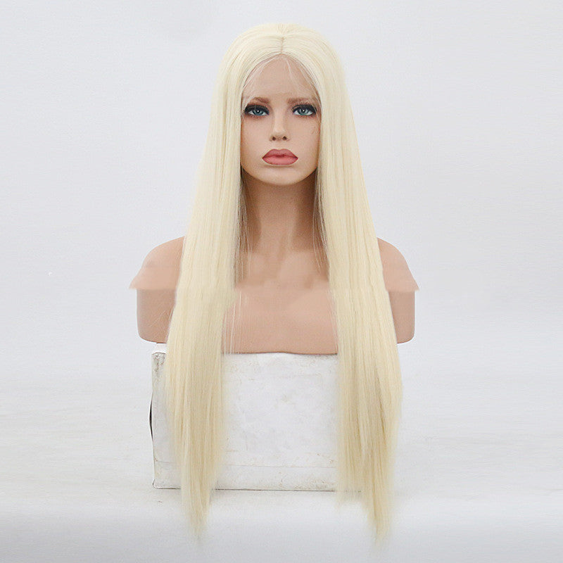 Gold Front Lace Hand-Hooked Long Straight Wig – Premium Women's Hair Cover