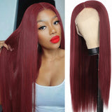 Ladies Front Lace Long Straight Wig – Chemical Fiber, Sleek Natural Look Head Cover