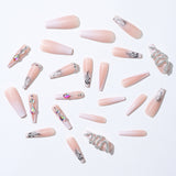 Simple French Fragment Cool Silver Snake Rhinestone Nail Beauty Finished Product