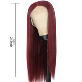 Ladies Front Lace Long Straight Wig – Chemical Fiber, Sleek Natural Look Head Cover