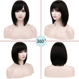 Real Hair Ribbon Bangs Head Cover Wig – Human Hair with Fringe, Natural Finish