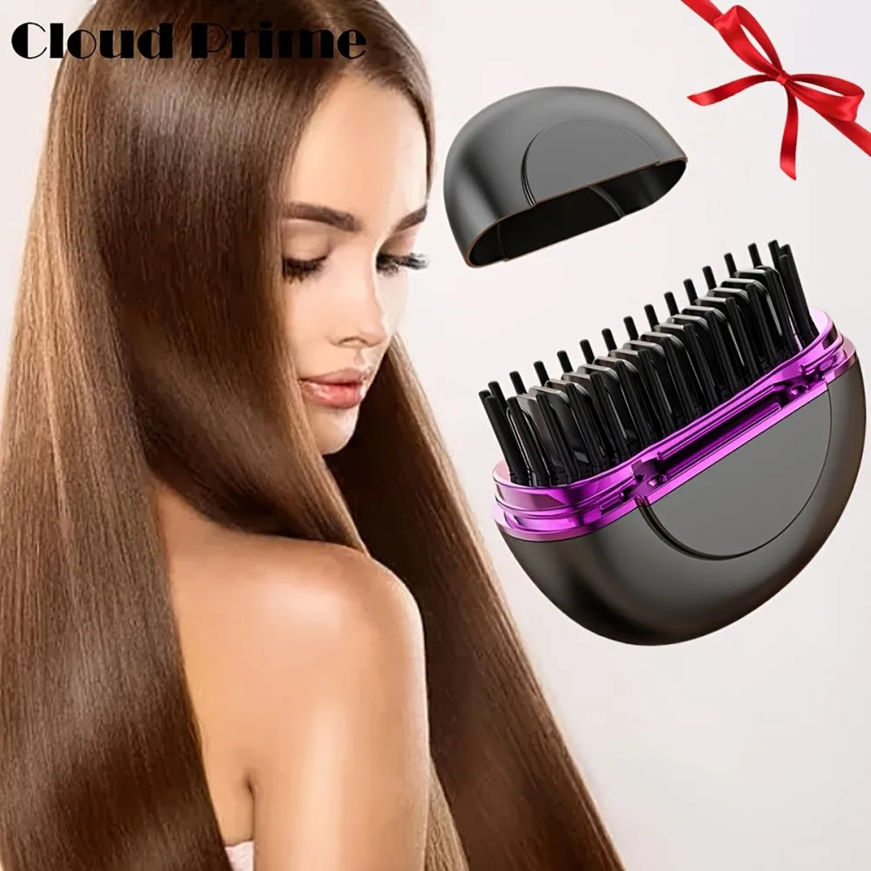 Electric Hot Comb Portable Mini Straight Hair Straightener Comb USB Rechargeable Anti-Scalding Styling Tool Straightening Brush