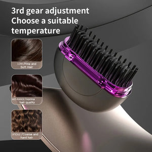 Electric Hot Comb Portable Mini Straight Hair Straightener Comb USB Rechargeable Anti-Scalding Styling Tool Straightening Brush