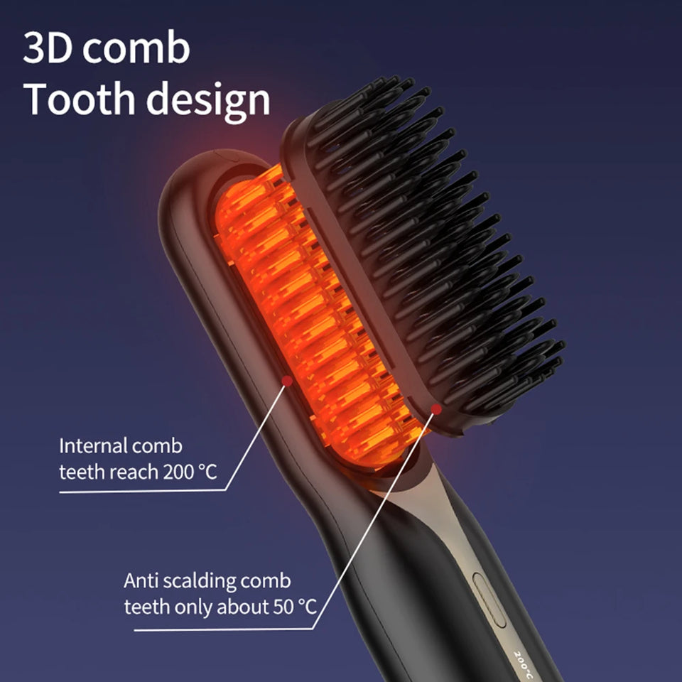 Cordless Hair Straightener Hot Heating Comb Professional Electric Brush for Hair Smoothing Iron Negative Ion Nourish Hair Care
