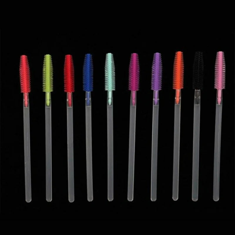 10Pcs Rose red Disposable Eyebrow Brushes,Silicone Eyelashes Brushes Transparent Mascara Wand Applicators Versatile Makeup Brush