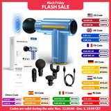 Sejoy Portable Fascia Gun Tissue Massager Mini Lightweight Body Massage with LED Touch Screen 4 Replaceable Massage Heads