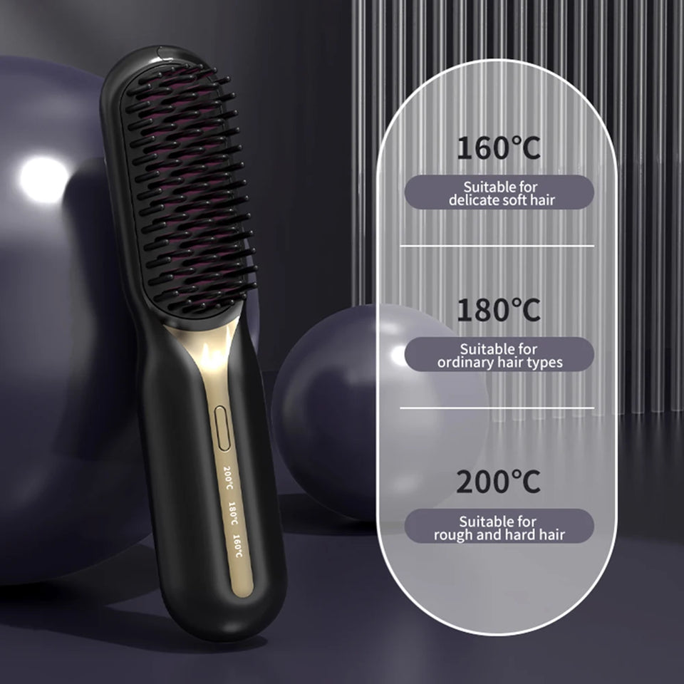 Cordless Hair Straightener Hot Heating Comb Professional Electric Brush for Hair Smoothing Iron Negative Ion Nourish Hair Care