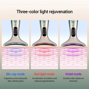 Neck Face Beauty Device 3 Colors LED Photon Therapy Skin Tighten Reduce Double Chin Anti Wrinkle Remove Skin Care Tools