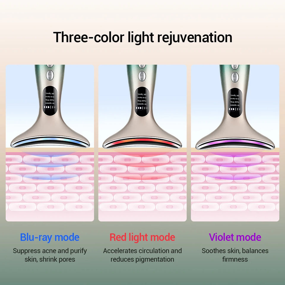 Neck Face Beauty Device 3 Colors LED Photon Therapy Skin Tighten Reduce Double Chin Anti Wrinkle Remove Skin Care Tools