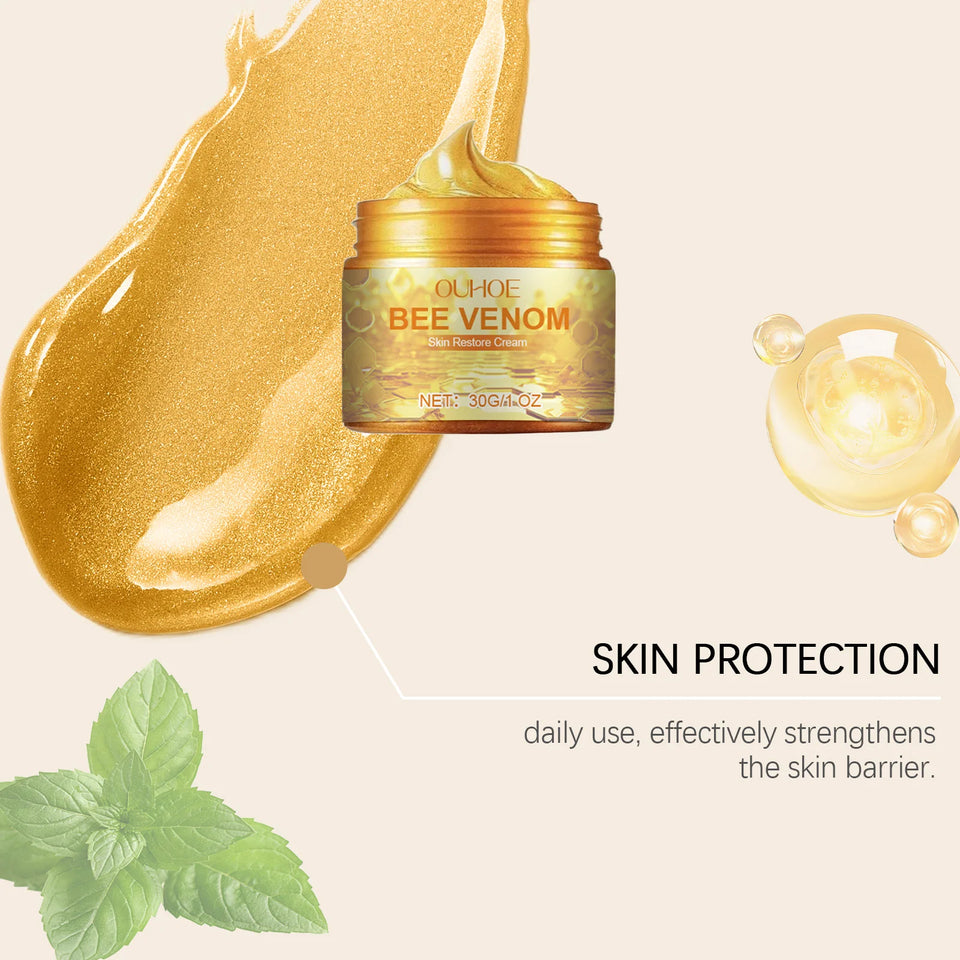 OUHOE Bee Venom Skin Restore Cream - Repair Damaged Skin, Soothe Discomfort, Moisturize, All Skin Types, Anti - aging, Portable