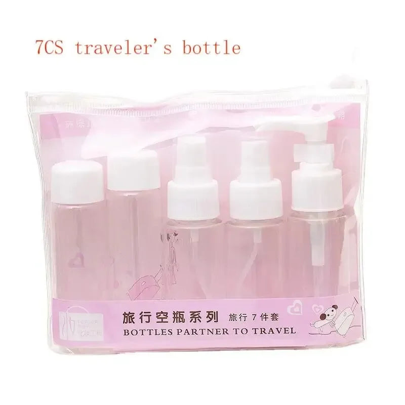 7PCS Travel Bottles Travel Multifunctional Dispenser  Toiletries Set Pressing Sample Spray Bottle Spray Bottle Mascara tube Vial