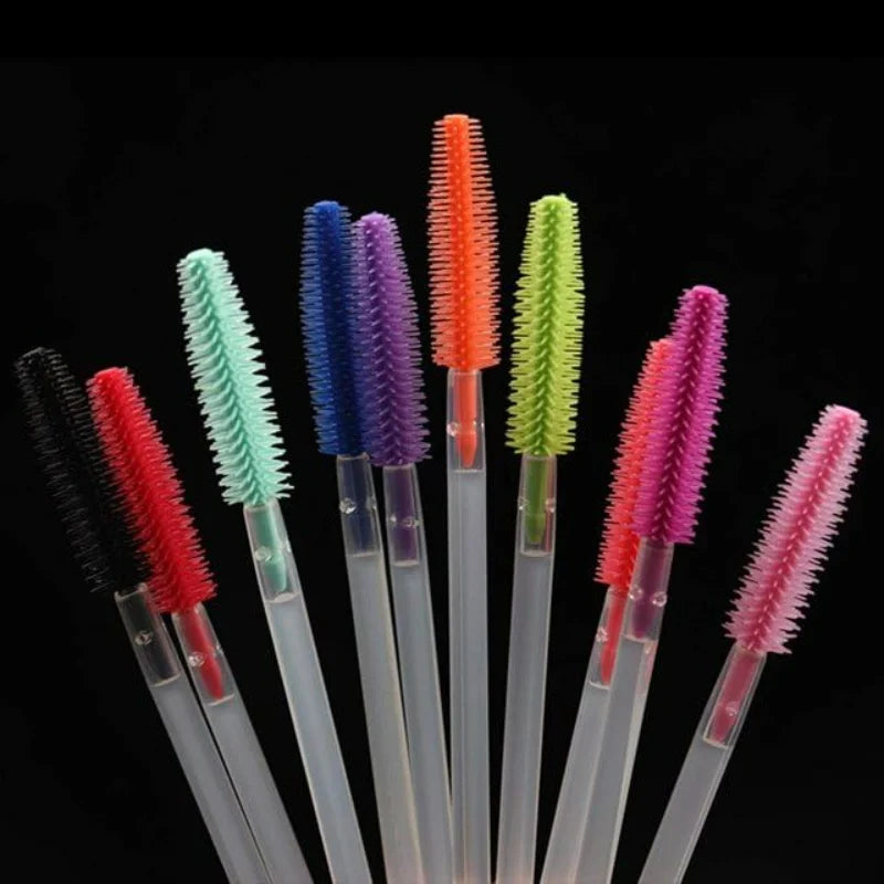 10Pcs Rose red Disposable Eyebrow Brushes,Silicone Eyelashes Brushes Transparent Mascara Wand Applicators Versatile Makeup Brush