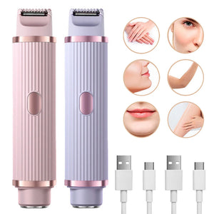 2in1 Electric Razors for Women Bikini Trimmer Facial Mustache Shavers for Ladies Body Underarms Legs Portable Painless Epilator