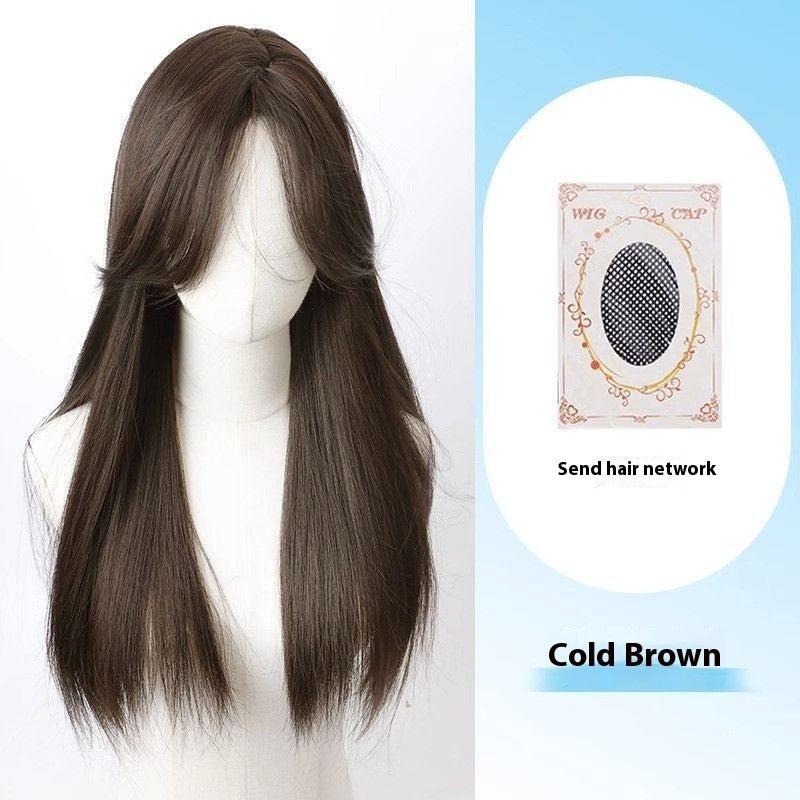 Jaulin Wig Women's Long Hair Forehead Lace Full-head Wig New Artificial Natural Mid-length Long Straight Hair Full Top Wig