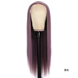 Ladies Front Lace Long Straight Wig – Chemical Fiber, Sleek Natural Look Head Cover