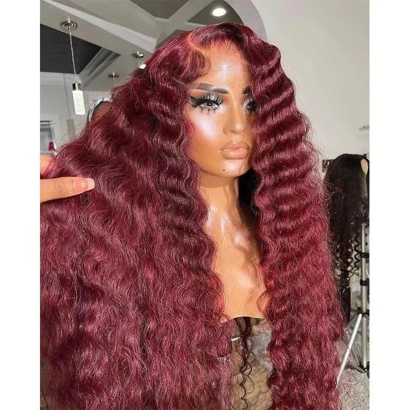 Wine Red Long Lace Front Wig – Creative Versatile Style, High Temperature Fiber