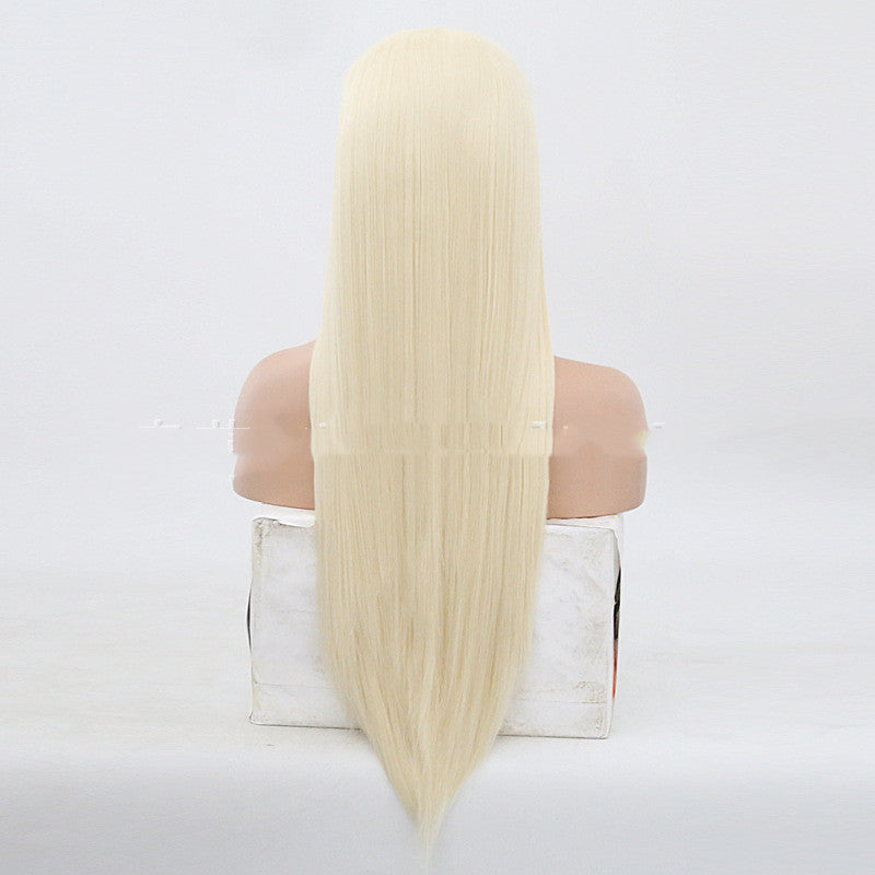 Gold Front Lace Hand-Hooked Long Straight Wig – Premium Women's Hair Cover