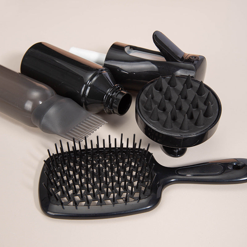 High Pressure Spray Bottle Cleaning Silicone Shampoo Brush Hollow Comb Hair Care Hair Dyeing Comb Suit
