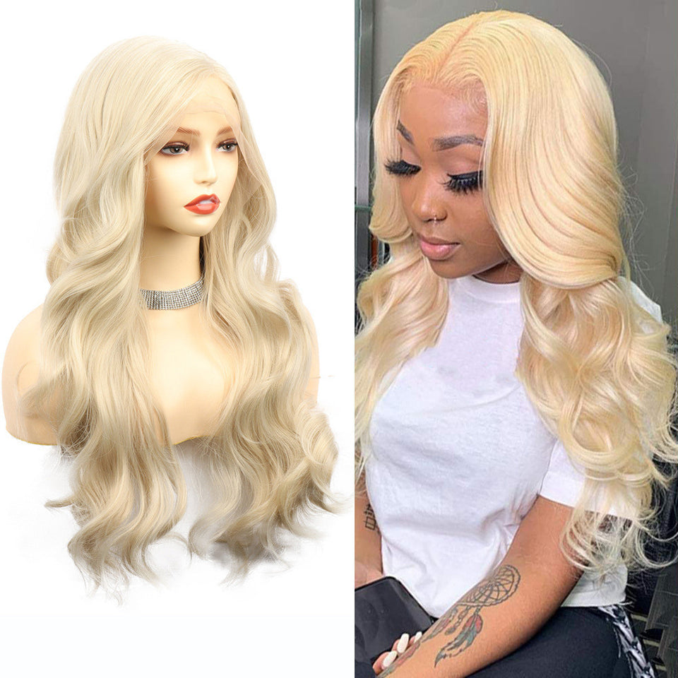 Women's Big Wave Front Lace Wig – Chemical Fiber, Voluminous Curls Full Head Cover