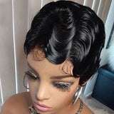 Human Hair Body Wave Pixie Cut Bob Wig – T Frontal Deep Wave Short Lace Wig