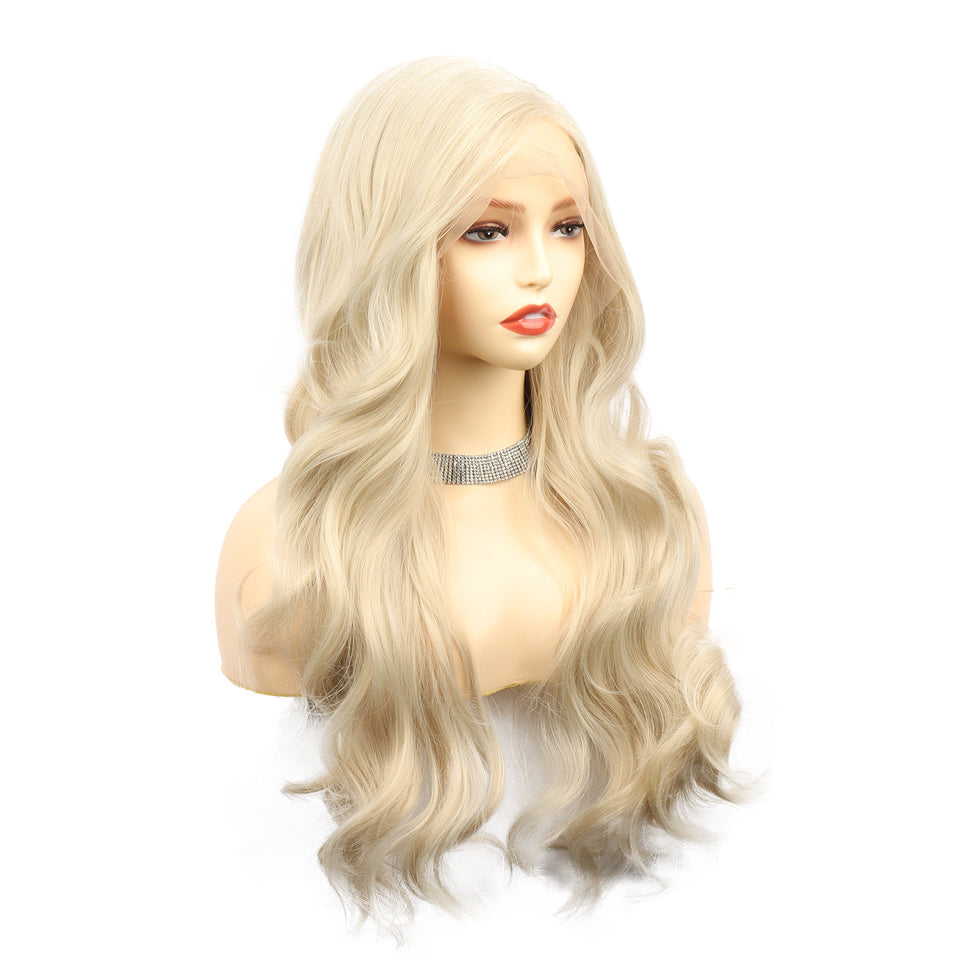 Women's Big Wave Front Lace Wig – Chemical Fiber, Voluminous Curls Full Head Cover