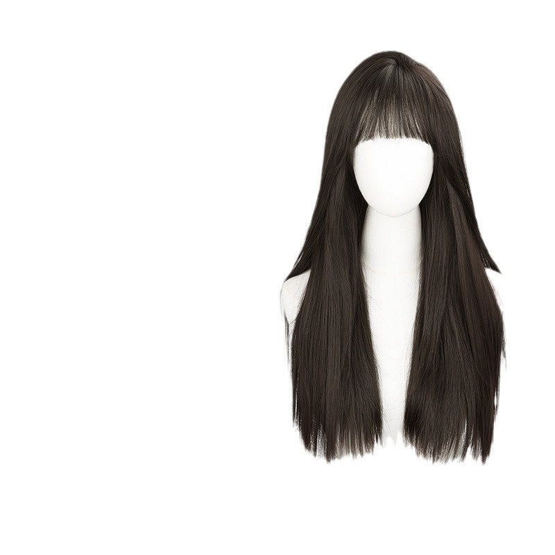 Jaulin Wig Women's Long Hair Forehead Lace Full-head Wig New Artificial Natural Mid-length Long Straight Hair Full Top Wig